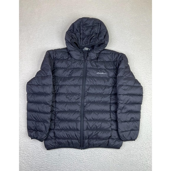Eddie Bauer Other - Eddie Bauer Puffer Jacket Kids Large 14 Black Hooded Down Quilted U31OW824